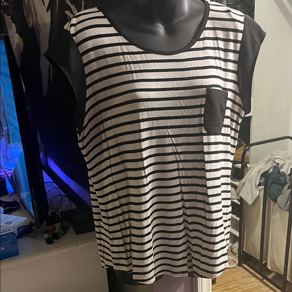 Calvin Klein Black and White Striped Tee